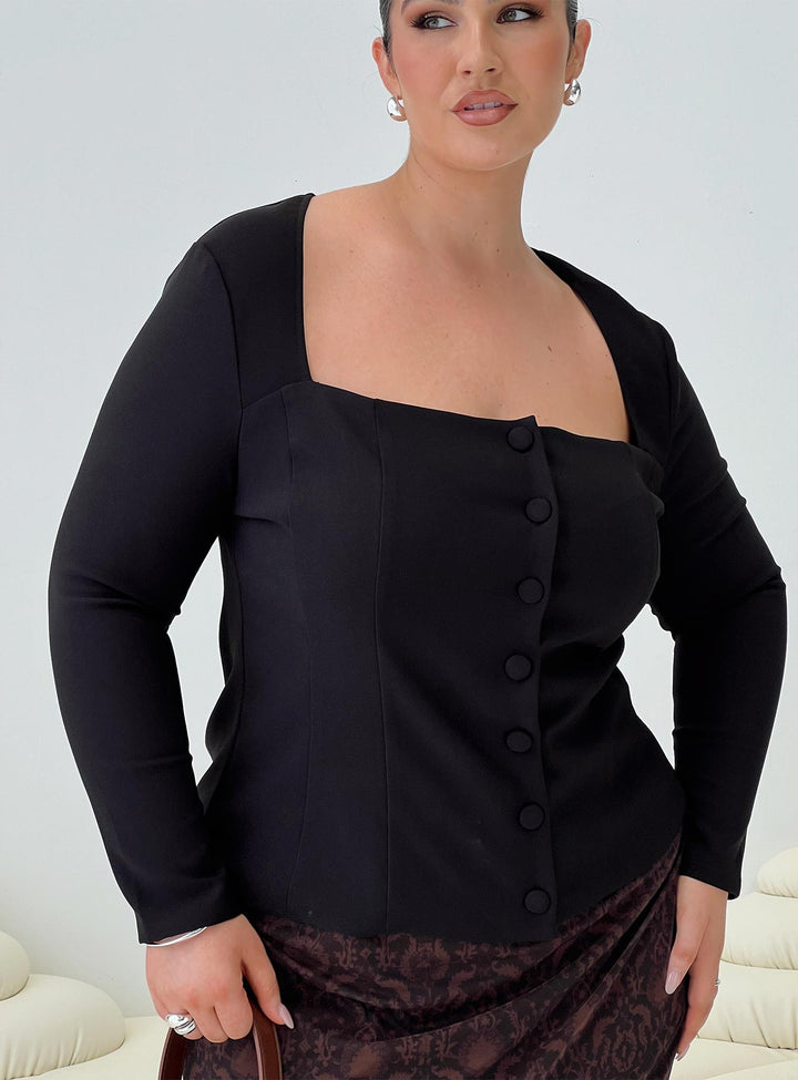 Gaskin Langarmshirt Schwarz Curve