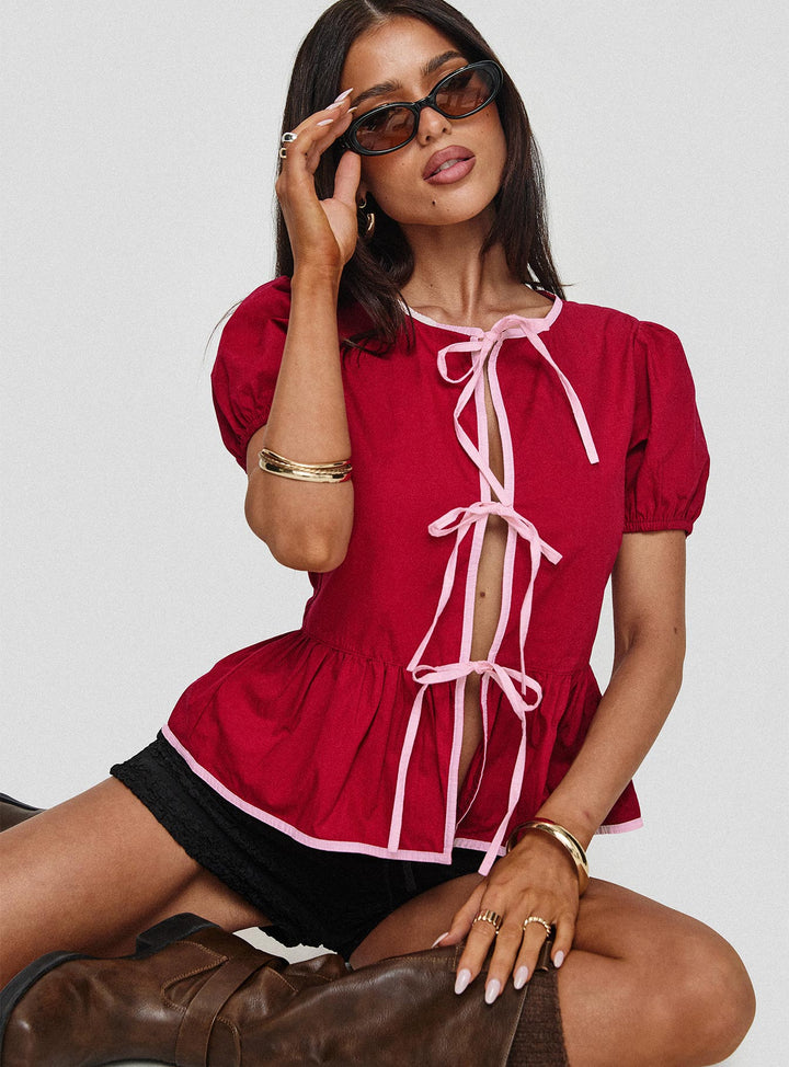 Ryota Bluse Rot/Rosa