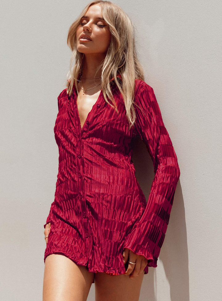 Lila Hemdkleid Burgund