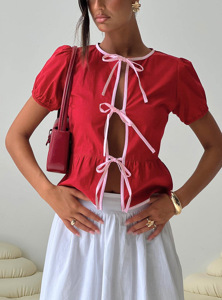 Ryota Bluse Rot/Rosa