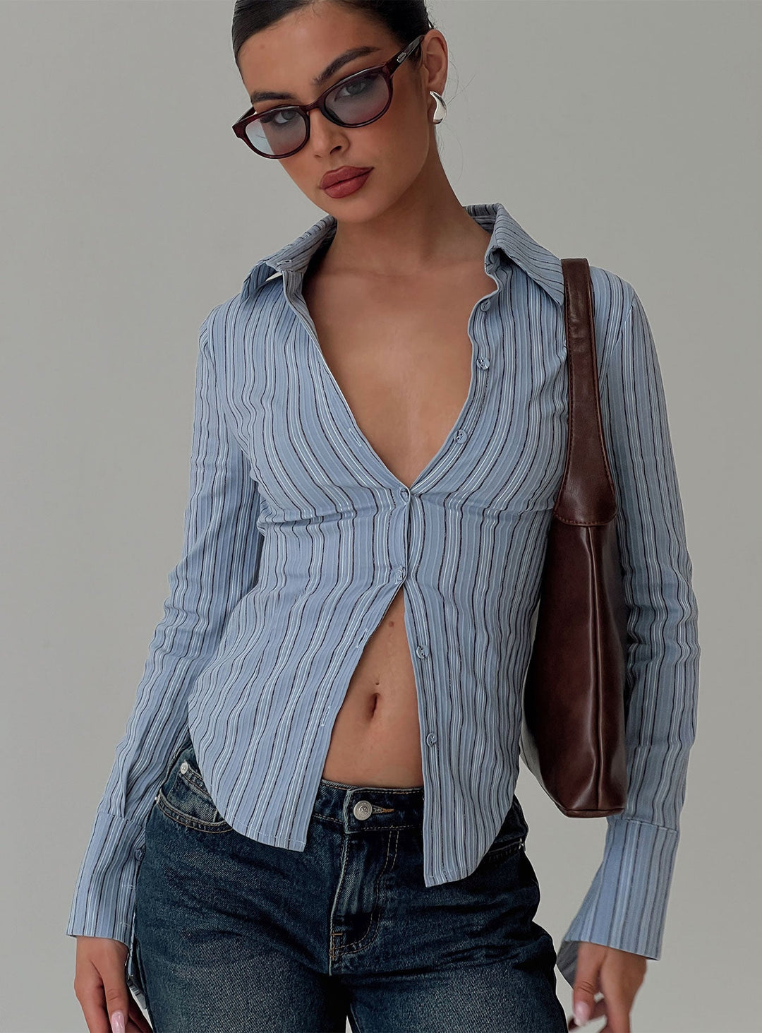Madlin Langarmshirt Blau gestreift
