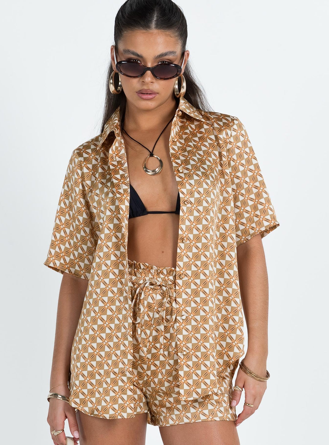 Ziggy Short Sleeve Shirt Orange Geo