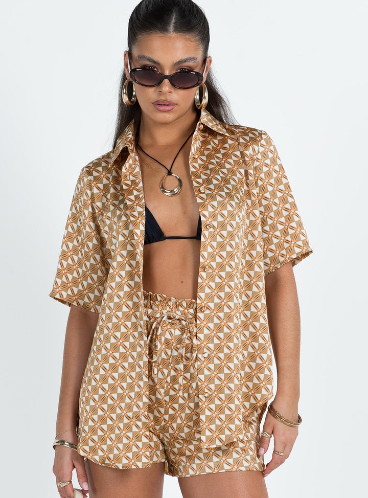Ziggy Short Sleeve Shirt Orange Geo
