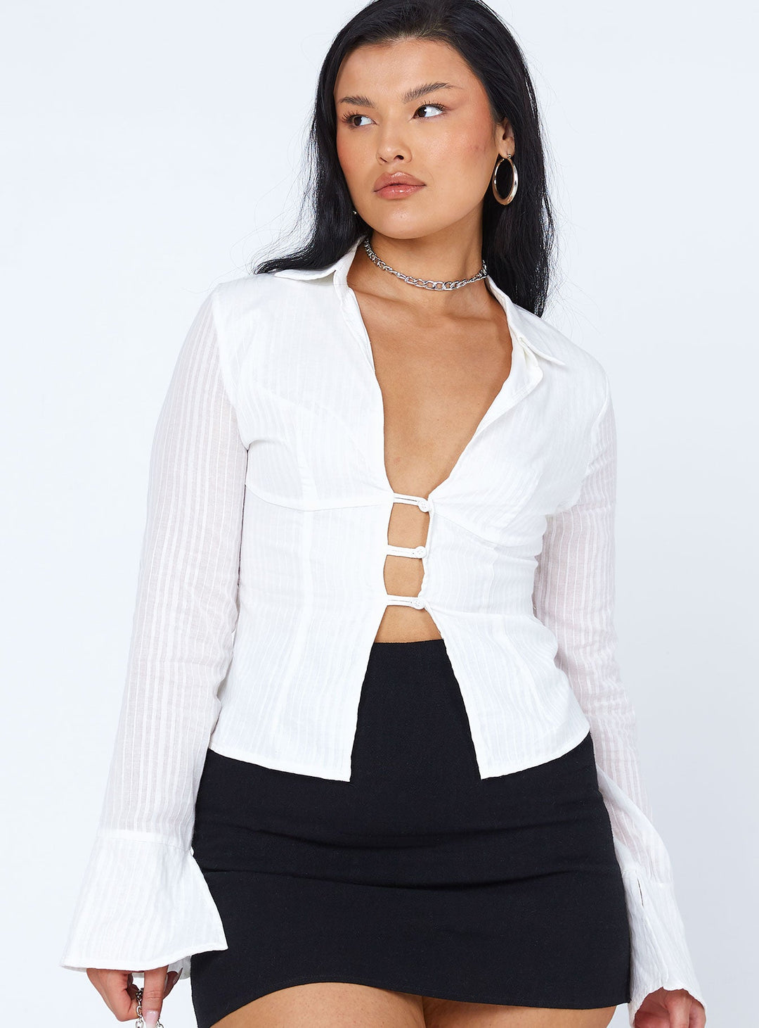 Nial Langarmshirt Weiß
