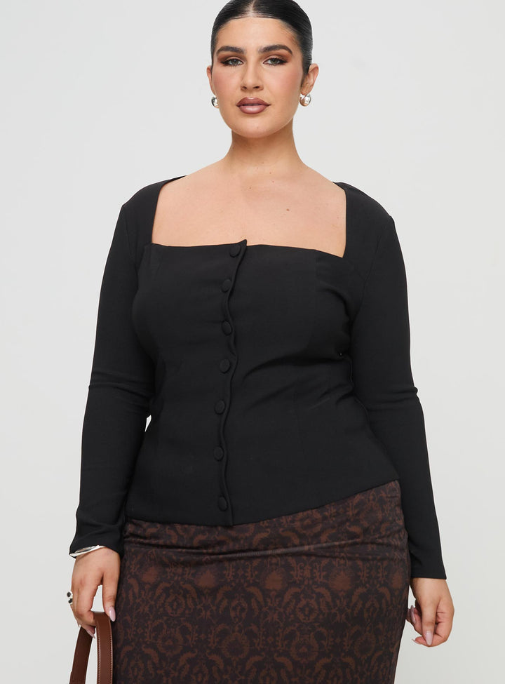 Gaskin Langarmshirt Schwarz Curve