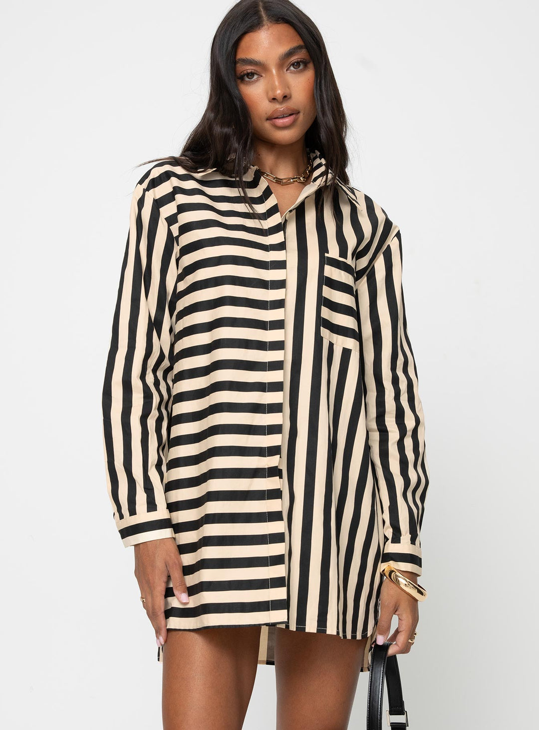 Hancer Hemdkleid Schwarz / Creme