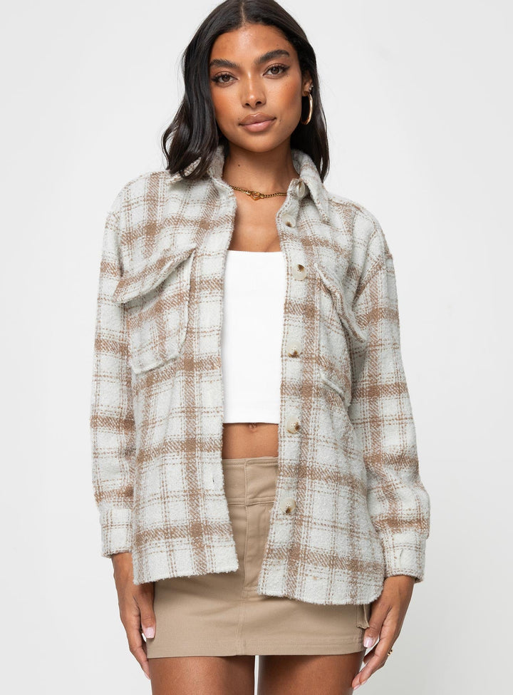 Tenelle Oversize-Shacket Beige Plaid