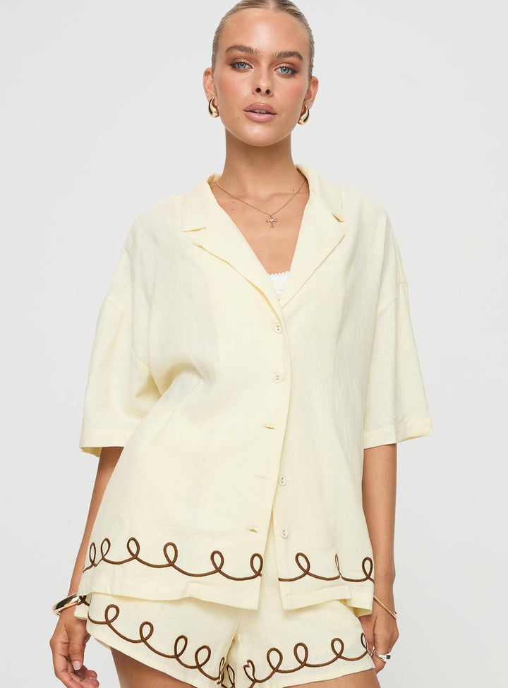 Jamari Leinen-Mix-Hemd Creme / Braun