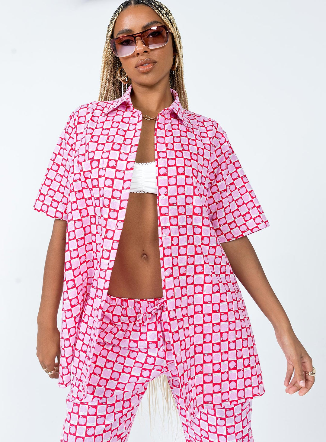 Motel Michita Hemd Apfelkaro Blush Red