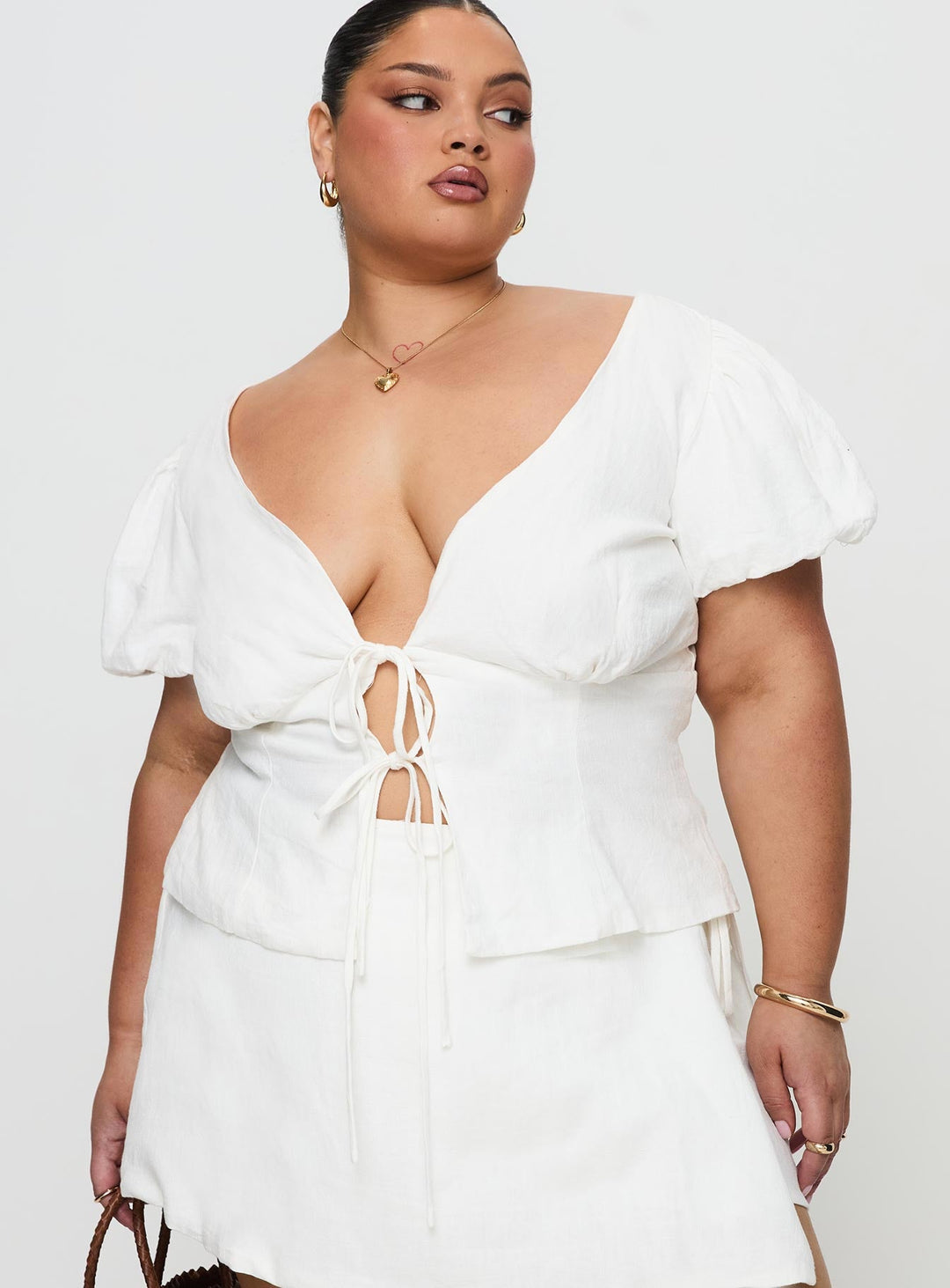 Wilhelmina Blouse Top White Curve