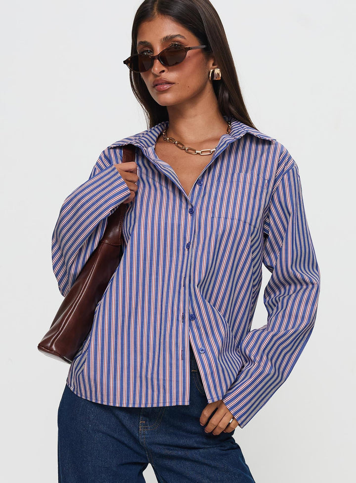 Trillian Long Sleeve Top Navy Stripe