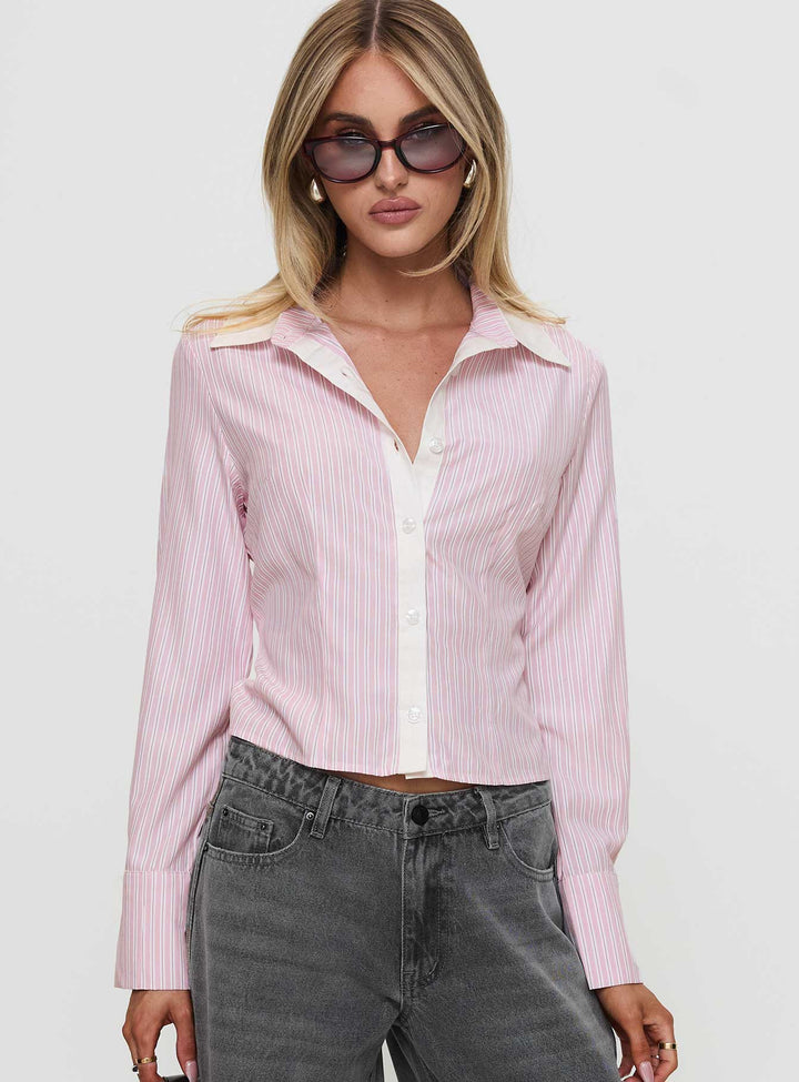 Lyndel Langarm-Top mit rosa Streifen