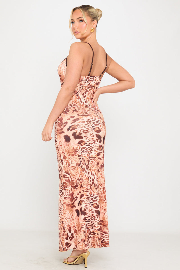 Leopard Print Cami Sleeveless Maxi Dress