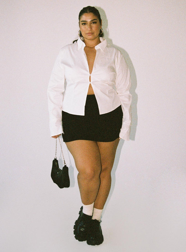 Belshaw Lace Up Back Shirt Ivory Curve