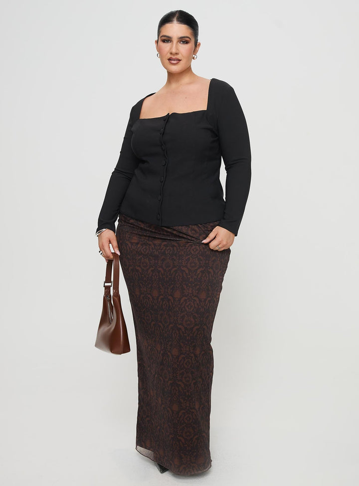 Gaskin Langarmshirt Schwarz Curve
