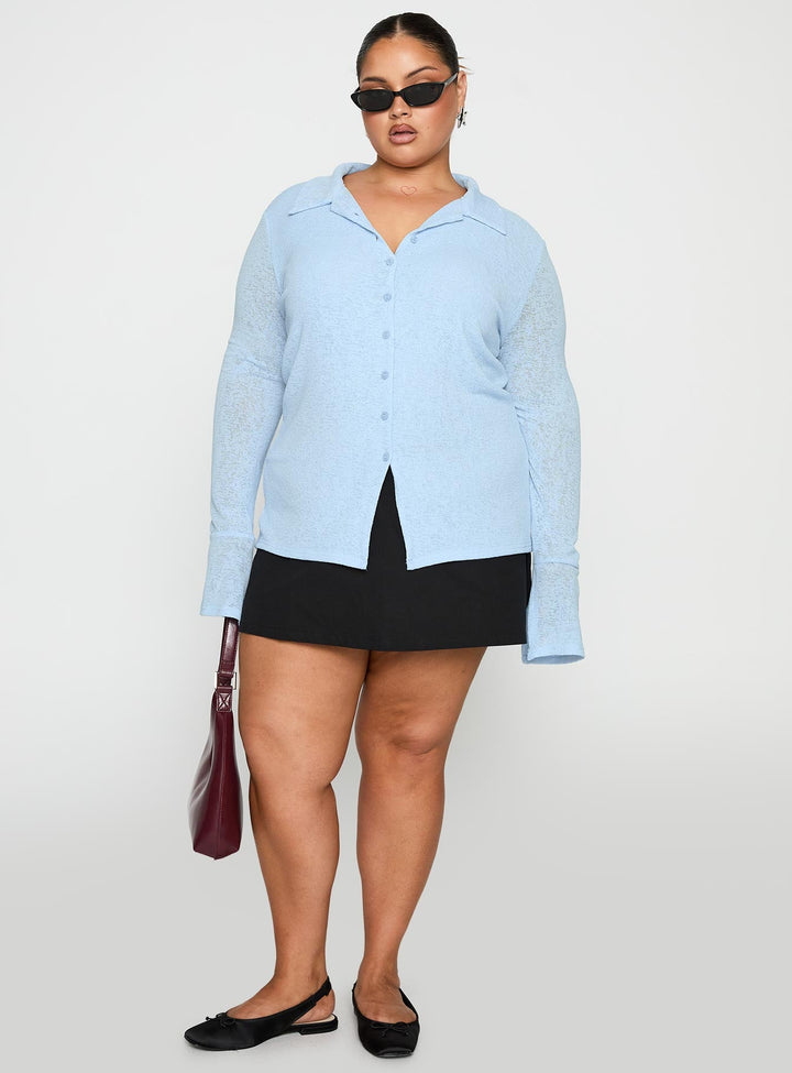 Finnean Langarmshirt Pale Blue Curve