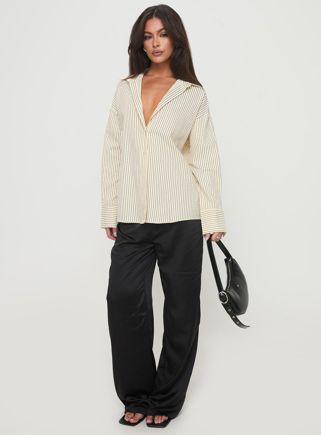 Mallin Hemd Creme/Braun Streifen 