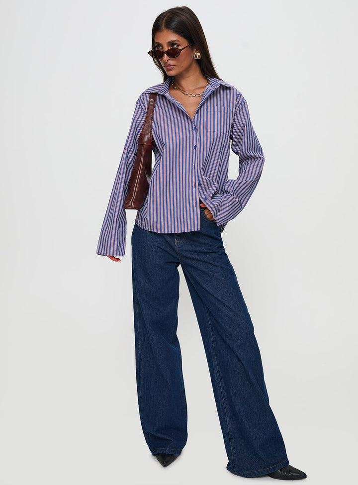 Trillian Long Sleeve Top Navy Stripe