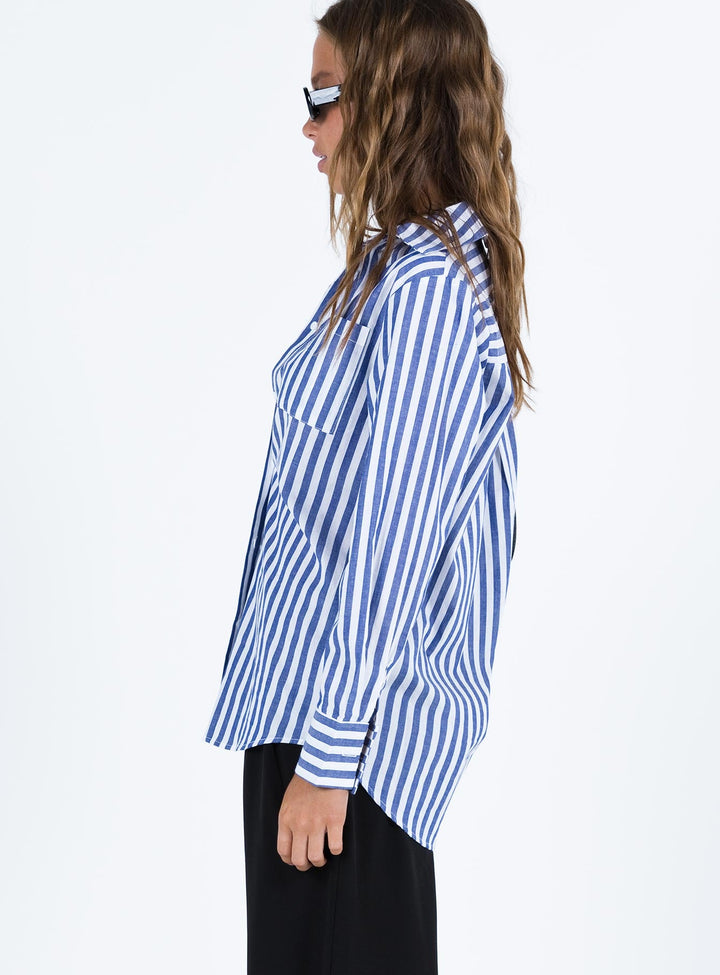 Shaylan Streifenhemd Blau
