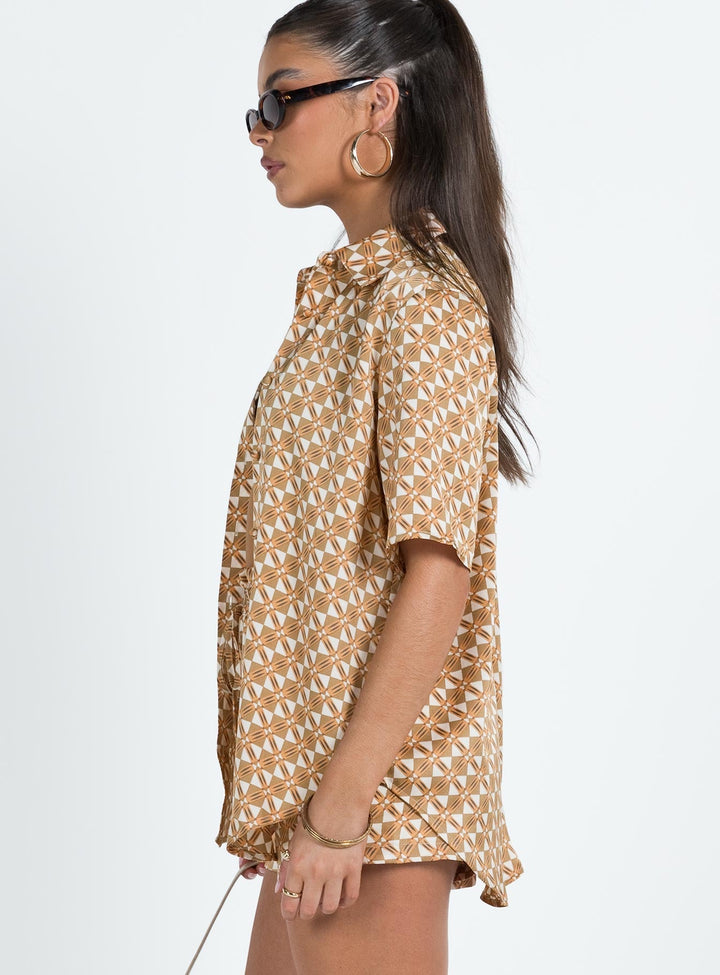 Ziggy Short Sleeve Shirt Orange Geo