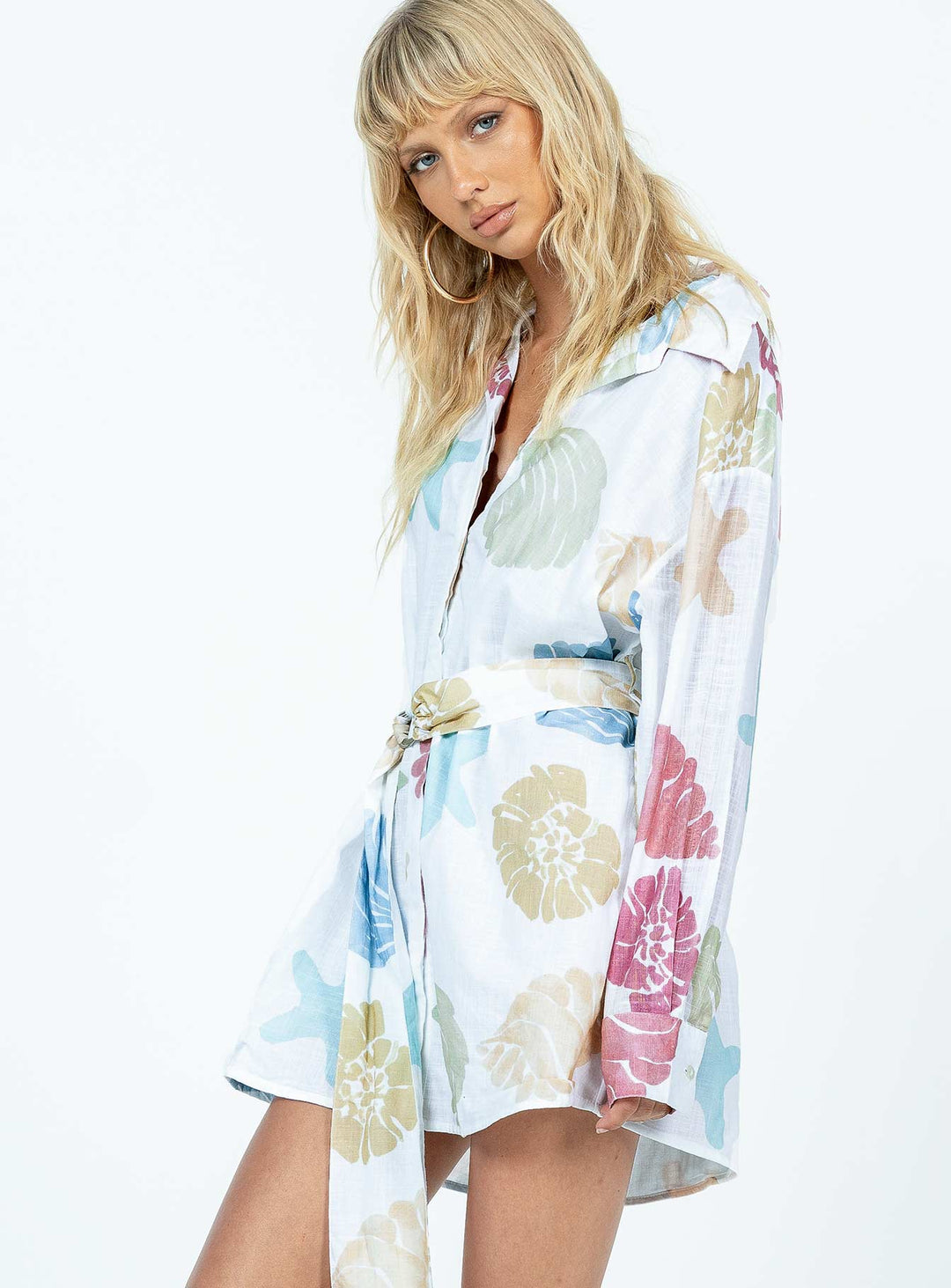 Hemdkleid mit Meeresmotiv, mehrfarbig