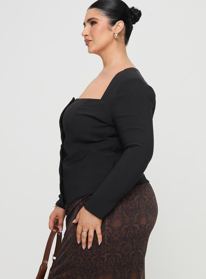 Gaskin Langarmshirt Schwarz Curve
