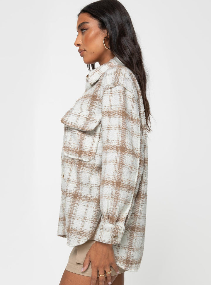 Tenelle Oversize-Shacket Beige Plaid