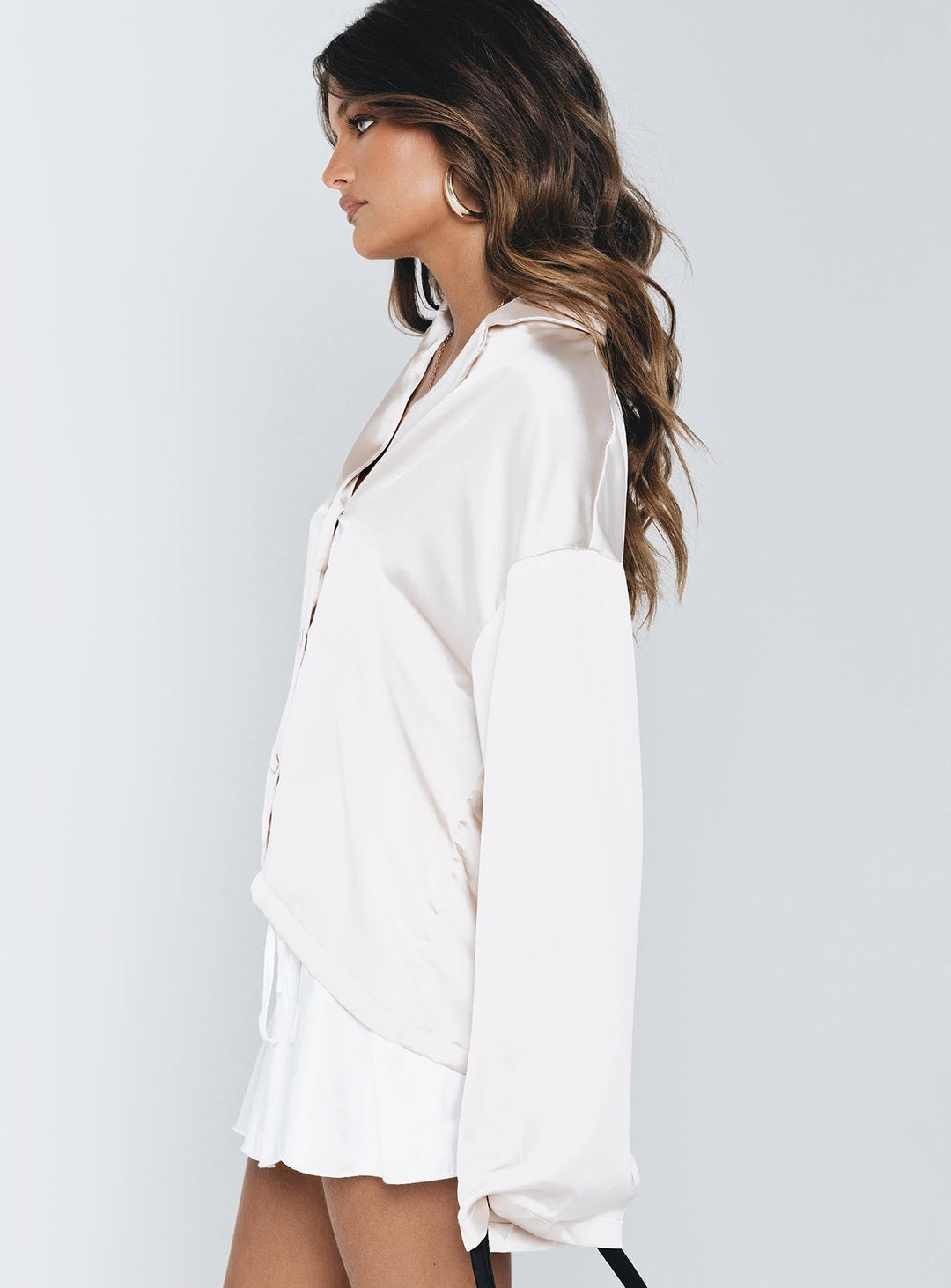 Sintra Satin Langarmhemd Champagner