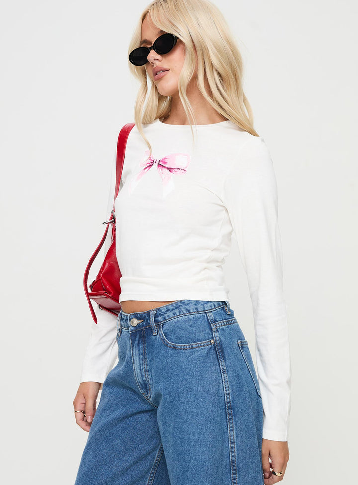Bow Baby Langarmshirt Weiß