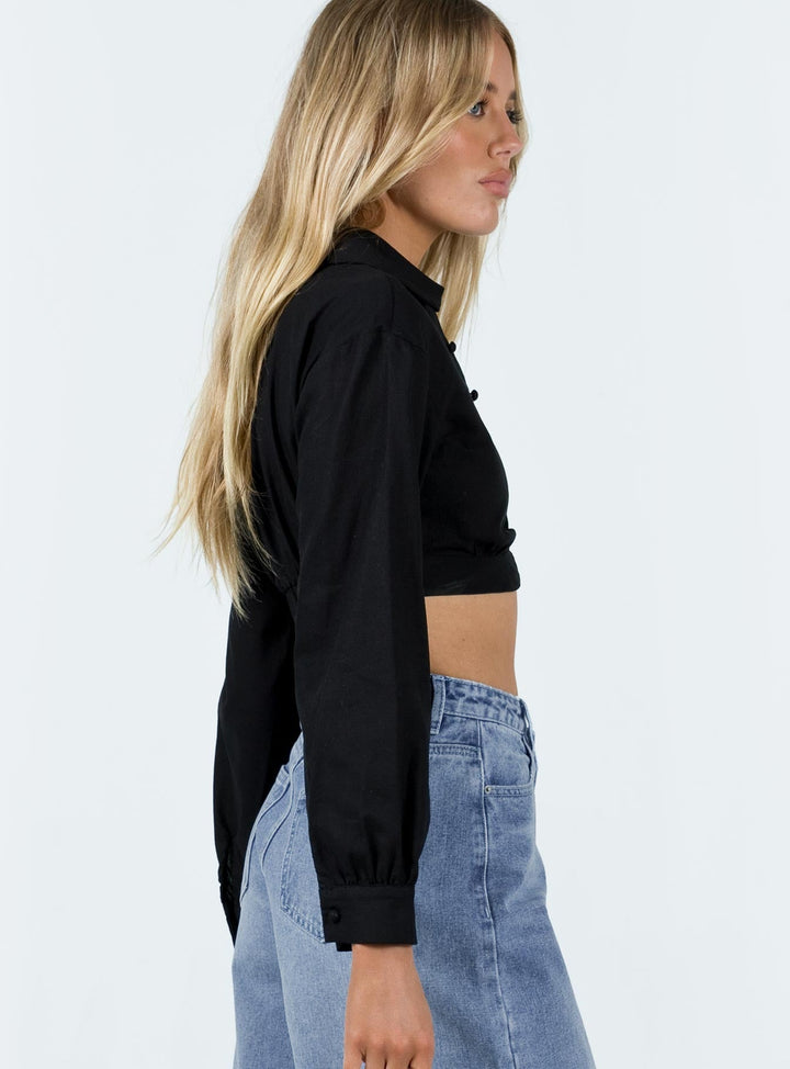 Zaxton Long Sleeve Top Black