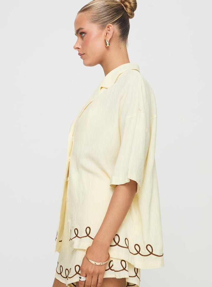 Jamari Leinen-Mix-Hemd Creme / Braun