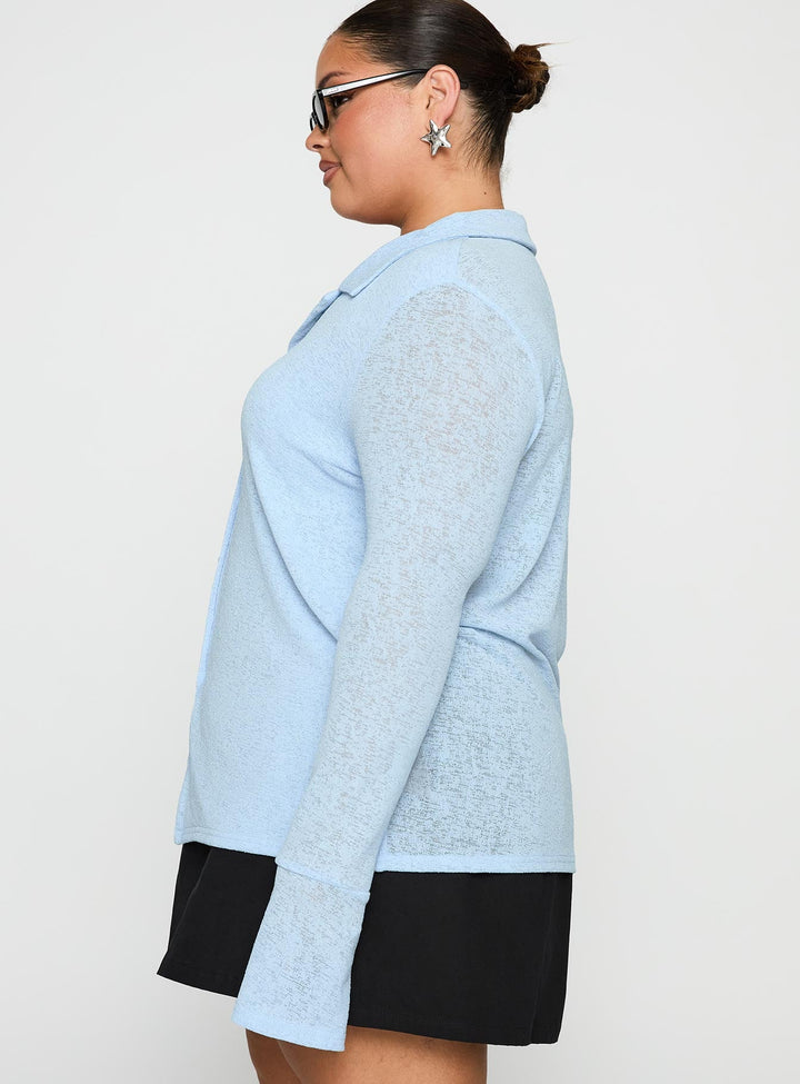 Finnean Langarmshirt Pale Blue Curve