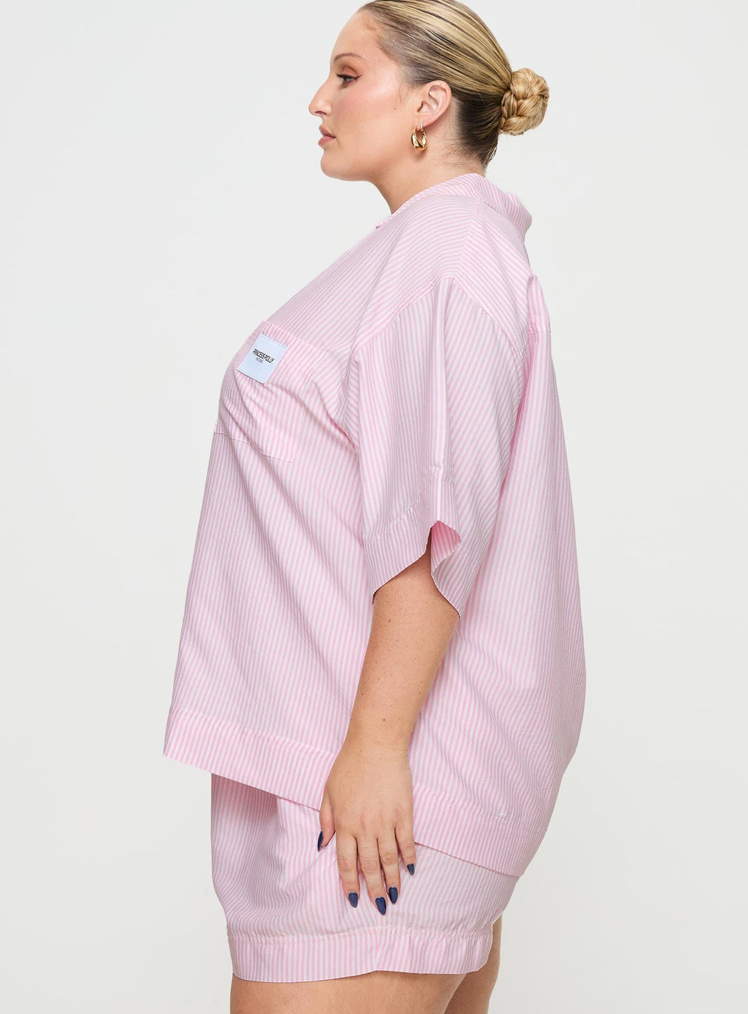 Frühaufsteher-Schlafshirt Pink Stripe Curve