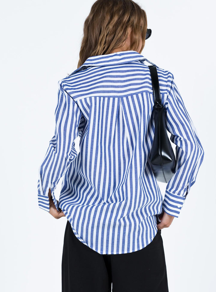 Shaylan Streifenhemd Blau