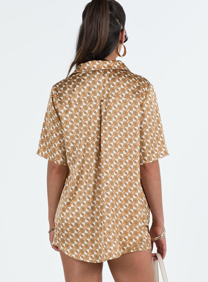Ziggy Short Sleeve Shirt Orange Geo