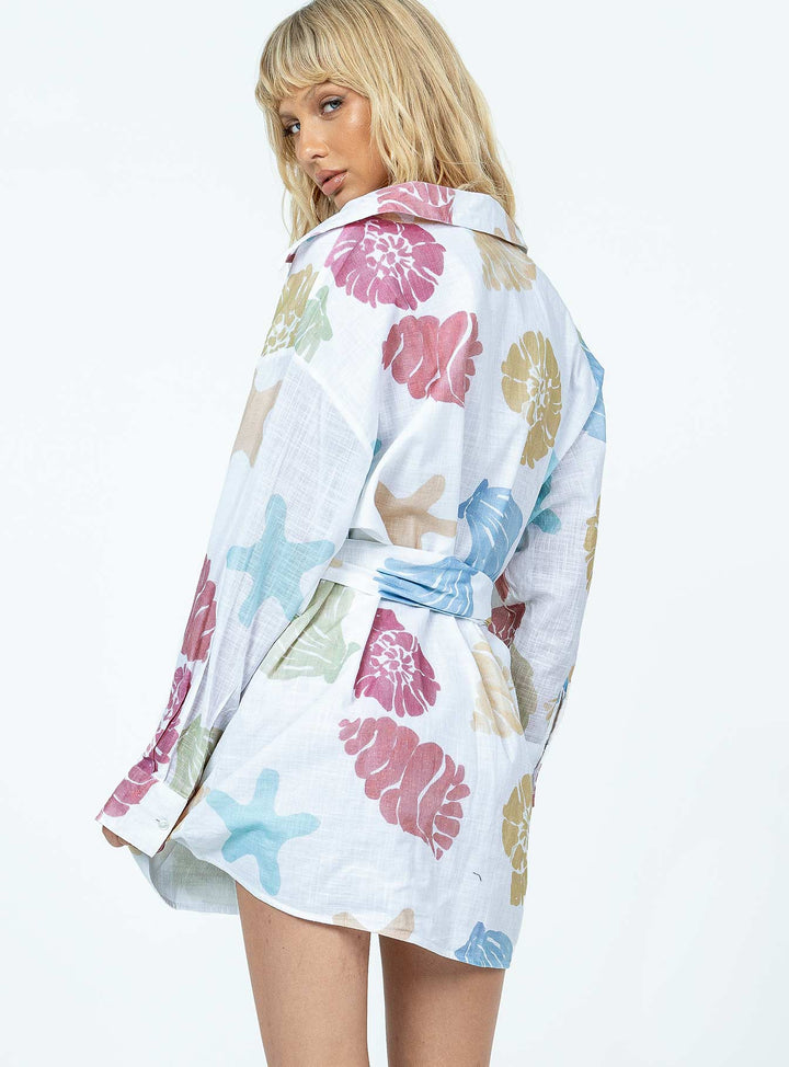Hemdkleid mit Meeresmotiv, mehrfarbig