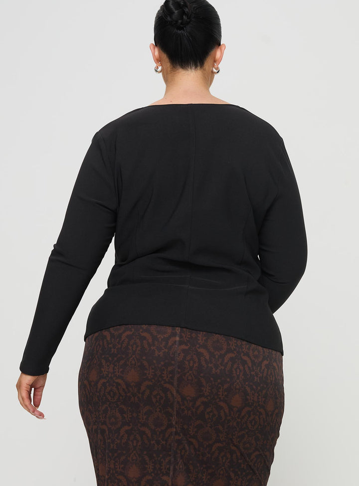 Gaskin Langarmshirt Schwarz Curve