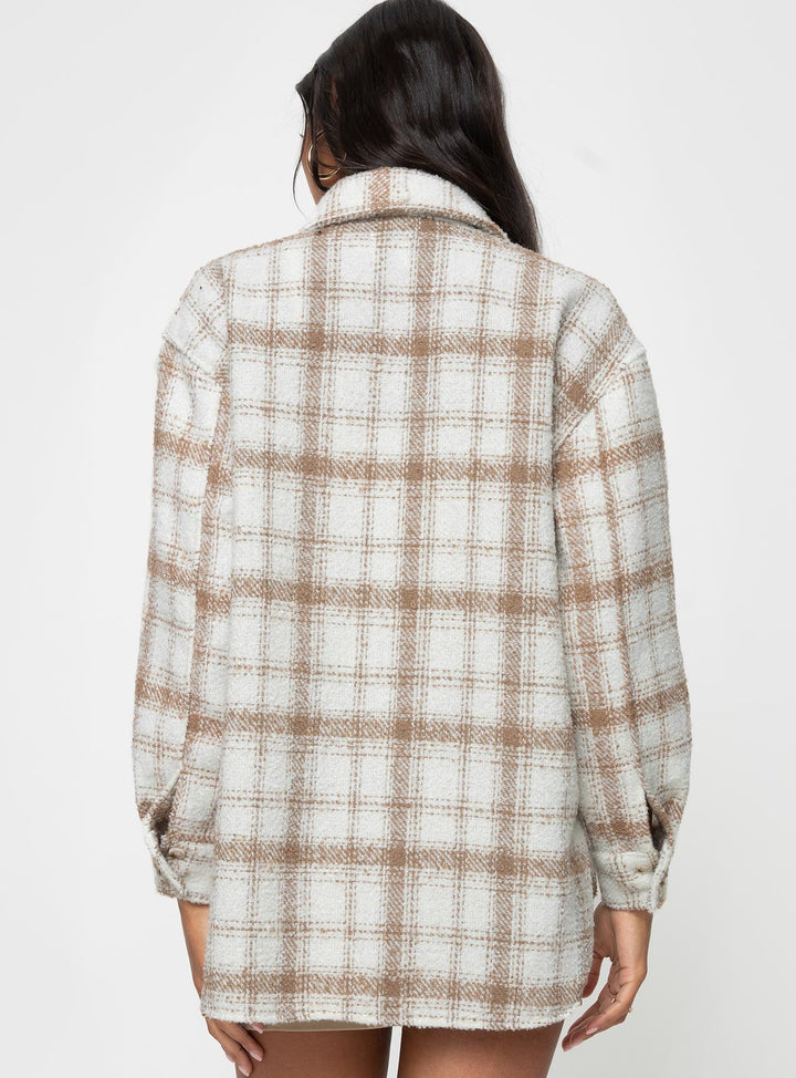 Tenelle Oversize-Shacket Beige Plaid