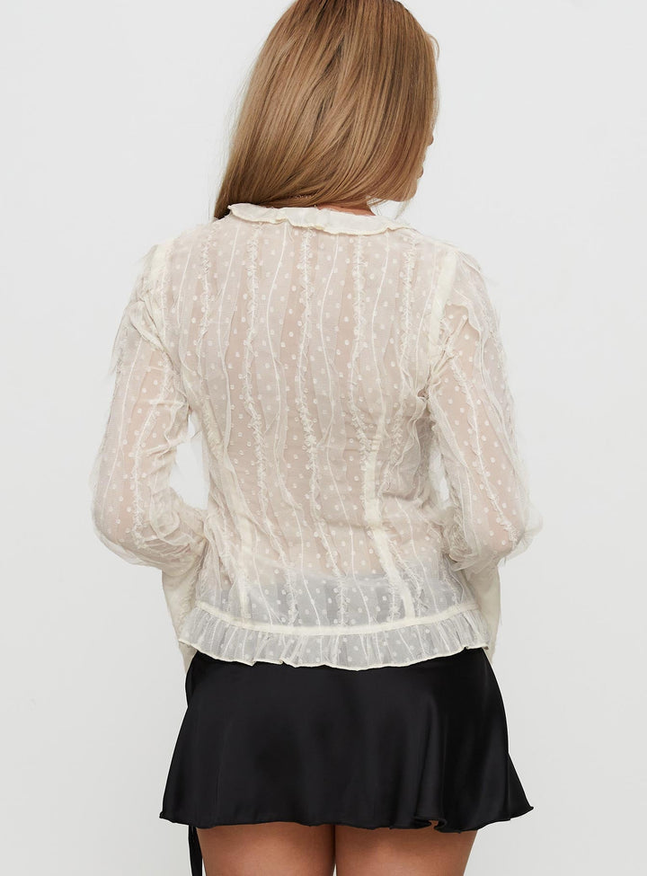 Sainz Rüschen-Langarmshirt Creme
