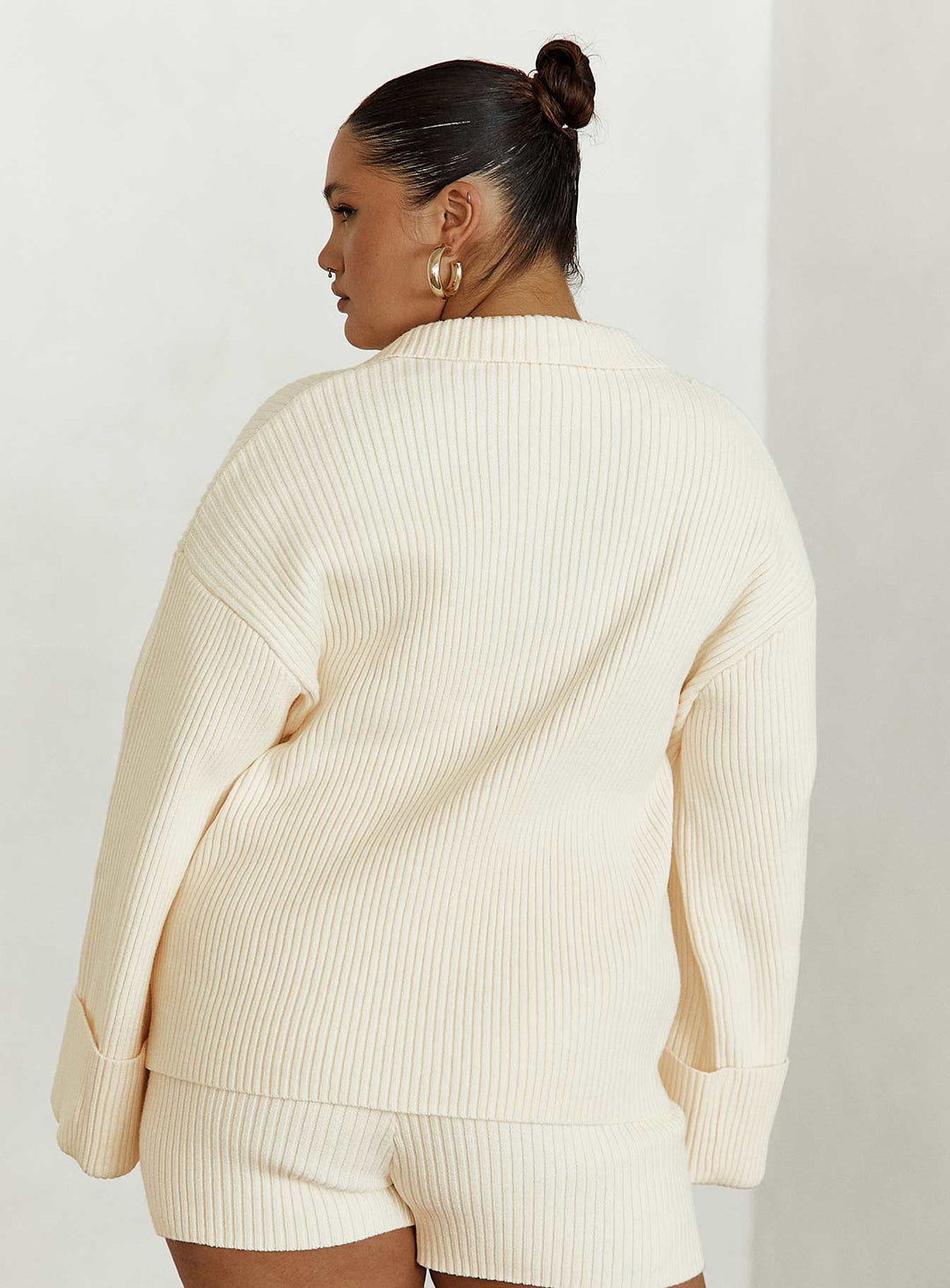 Jhett Langarm-Strickhemd Creme Curve 