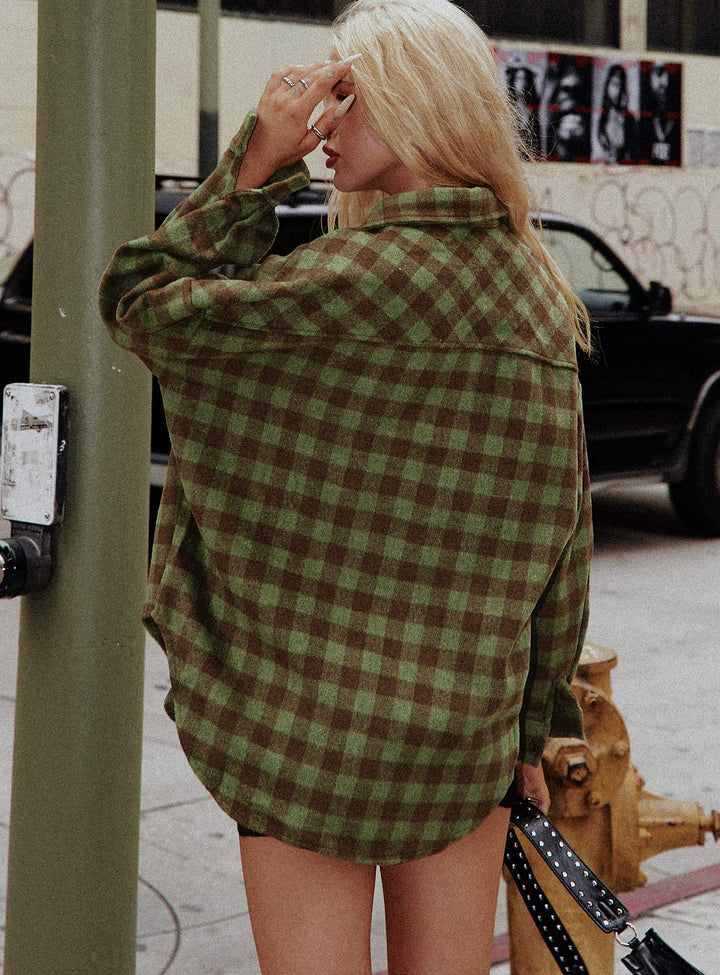 Leylan Oversized Plaid Shacket Grün / Braun