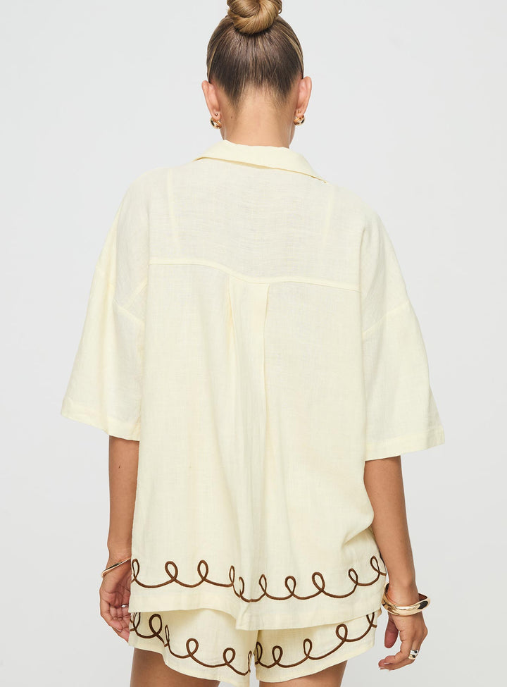 Jamari Leinen-Mix-Hemd Creme / Braun