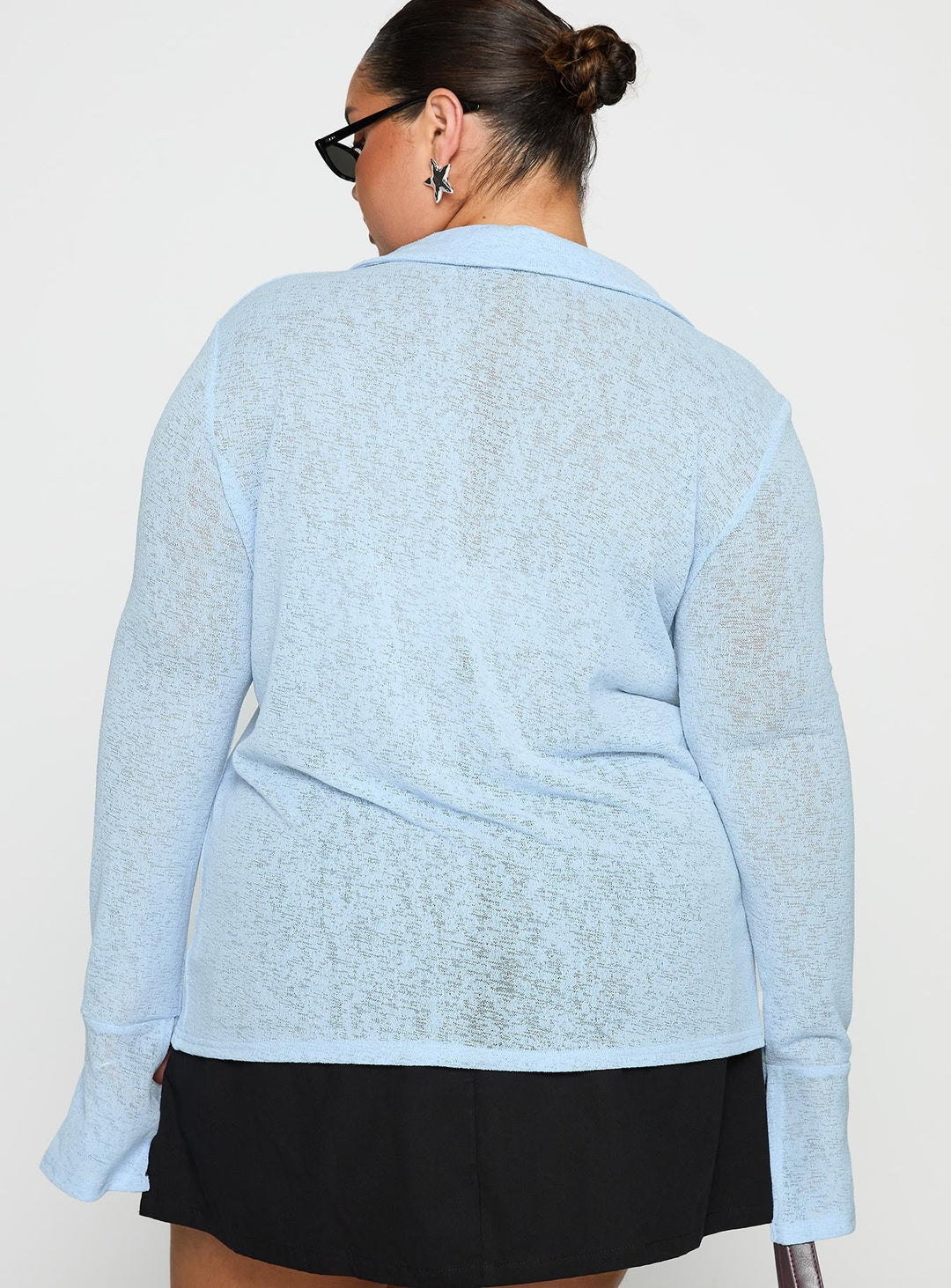 Finnean Langarmshirt Pale Blue Curve