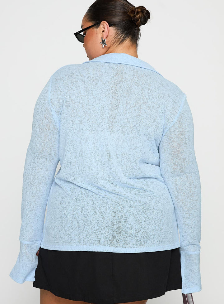 Finnean Langarmshirt Pale Blue Curve