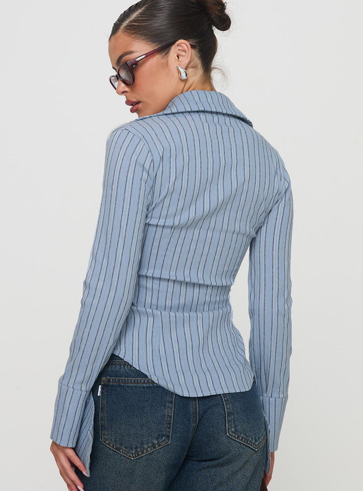 Madlin Langarmshirt Blau gestreift