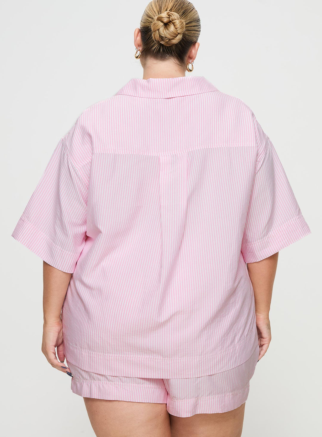 Frühaufsteher-Schlafshirt Pink Stripe Curve