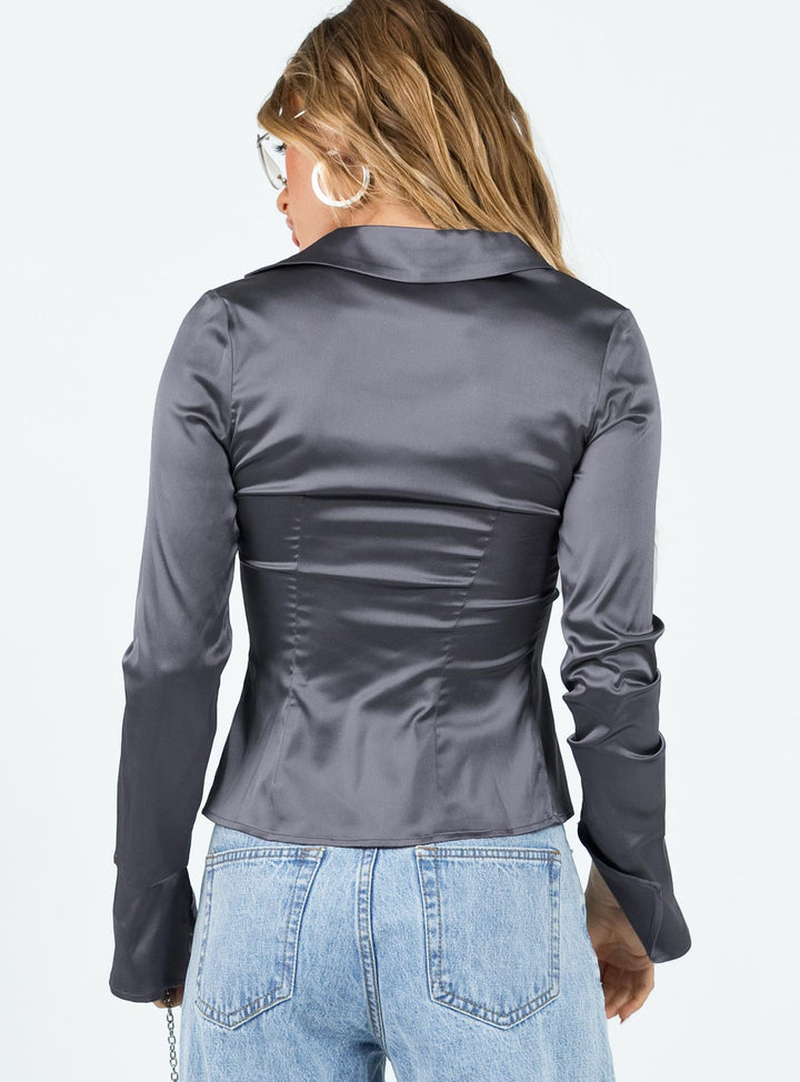 Mittara Langarmshirt Schiefer