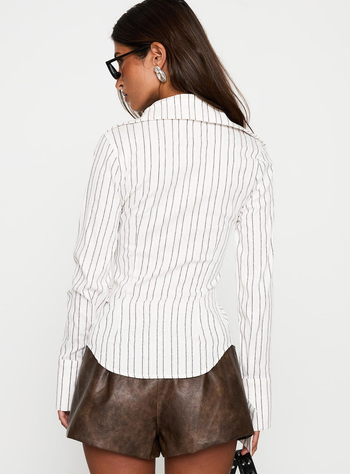 Madlin Langarmshirt Beige Streifen