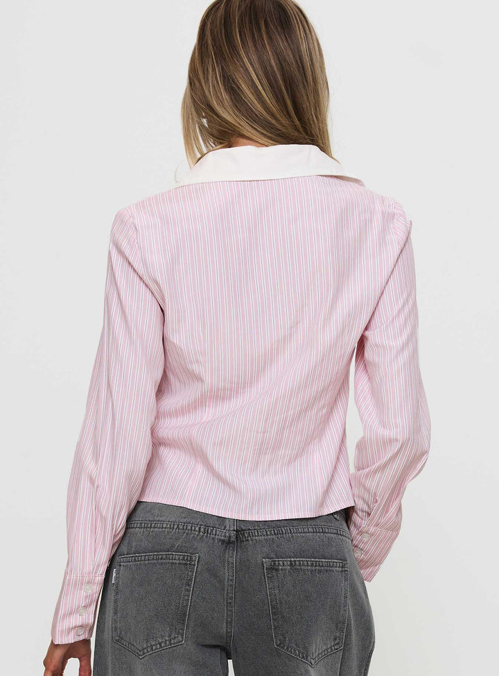 Lyndel Langarm-Top mit rosa Streifen