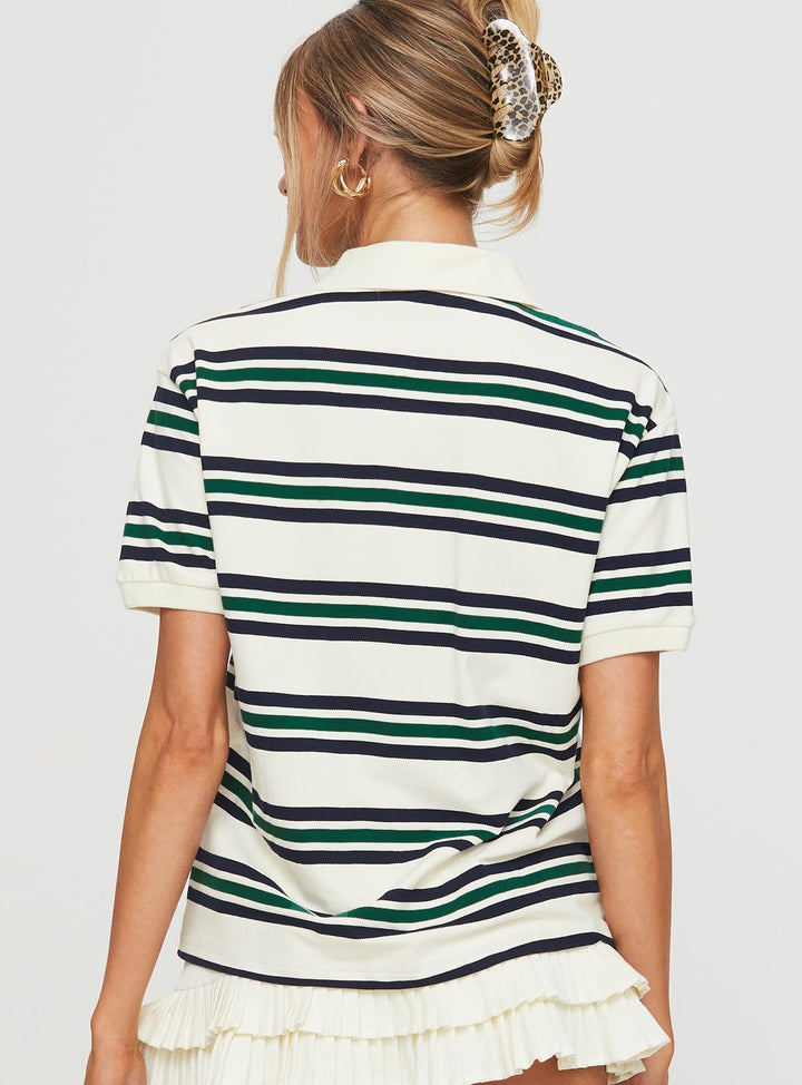 Freizeit-Poloshirt Elfenbein-Moos